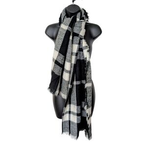 Old Navy Black and White Buffalo Plaid Large Scarf
